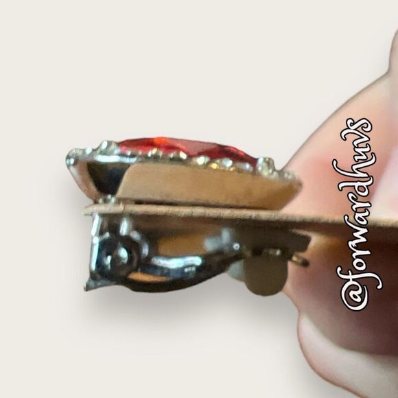 Bundle Sale 3 for $15 | Red Centerpiece | Clear Rhinestone Clip on Earrings - Picture 6 of 8